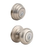 Kwikset 991J 15 SMT CP Juno Entry Knob and Single Cylinder Deadbolt Featuring SmartKey, Satin Nickel