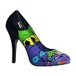 4 1/2 Inch Sexy High Heel Pump Shoes Screen Print Blue Grim Reaper Designer Style Shoes