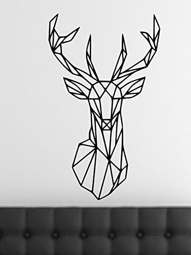 Modern Geometric Deer Stag Head | Removable Vinyl Wall Decal / Wall Sticker (33 x 20 inches, Black)