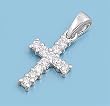 Sterling Silver Pendant - Clear Cubic Zirconia - Cross - 8mm Height
