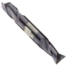 Niagara Cutter D201 High Speed Steel (HSS) Square Nose End Mills, Double End, Inch, Weldon Shank, TiAlN Finish, Roughing and Finishing Cut, 30 Degree Helix, For Use With All Materials