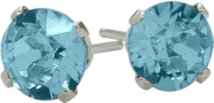 1.10Ct. Genuine 5mm Round Blue Topaz 14 Karat White Gold Stud Earrings