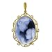 14K Yellow Gold Mother Holding Baby Cameo Pendant with Diamond Accented Frame 3/4 x 1/2