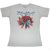 MARVEL SPIDERMAN  SUPER SPIDERMAN IN JAPANESE Fine Woven Fitted Licensed Dirty White Licensed Tee