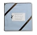 SwaddleDesigns Ultimate Receiving Blanket - Solid Pastel - Pastel Blue with Chocolate Brown Trim