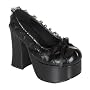 Demonia Shoes Women's CHARADE-26, 4 1/2" Pleated Upper/Lace Trim Platform Black Pu Shoe