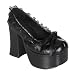 Demonia Shoes Women's CHARADE-26, 4 1/2" Pleated Upper/Lace Trim Platform Black Pu Shoe
