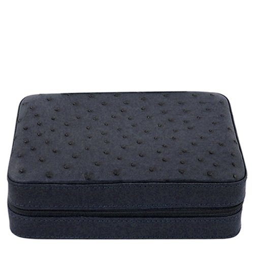 Genuine Ostrich Blue Four Slot Watch Box
