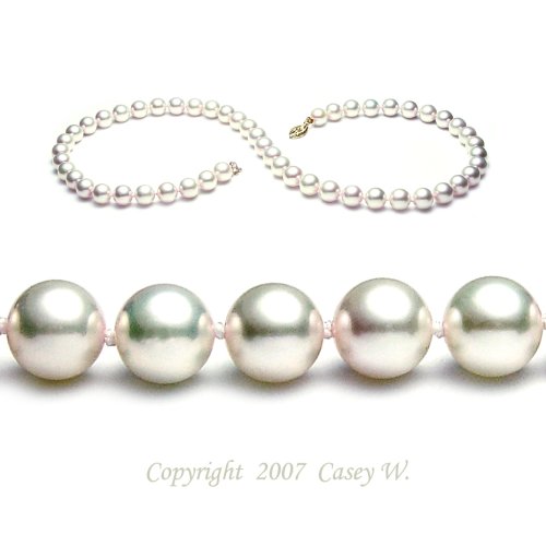 AAA Quality 18 Inch Round 7.5-8.0mm White Akoya SaltWater Cultured Pearl Necklace