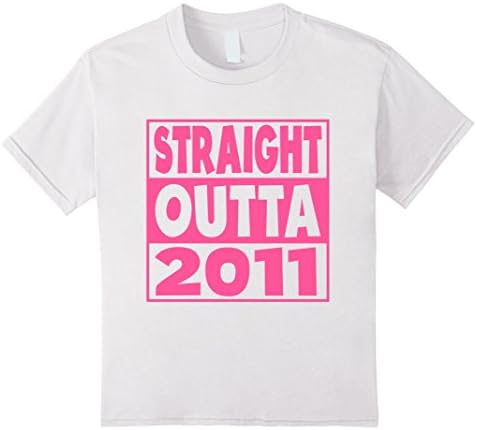 Kids 5th Birthday Gift T-Shirt Straight Outta 2011 Pink 6 White