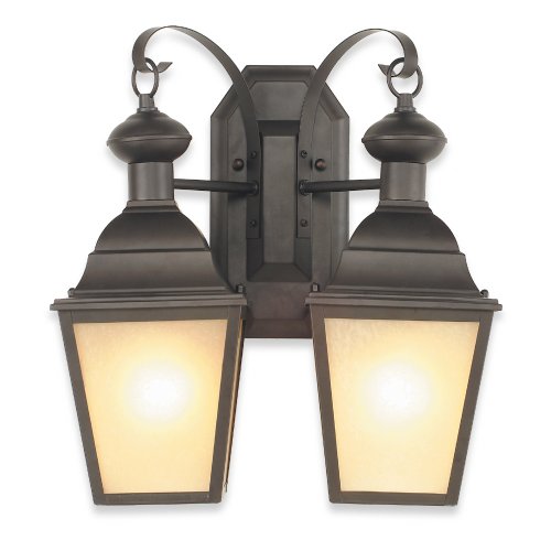 Royce Lighting RLC1236ES/2-23 Outdoor Twin Lantern Oil Rubbed Bronze with Frosted Globes