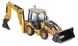 Diecast Model CAT 432E Side Shift Backhoe Loader with Tools in Yellow