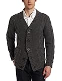 Earnest Sewn Men's Cable Knit Cardigan, Charcoal, 1