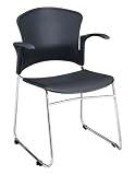 OFM 310-PA-A02-BLACK MultiUse 4 Plastic Seat and Back Stacker Chairs with Arms - Black