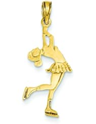 14K Gold Ice Skater Charm Skating Pendant FindingKing