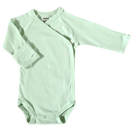 Mini Apple Tree Unisex-Baby Organic Long Sleeve Kimono Bodysuit Sage Green 0-3 Months