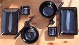 Elegant Japanese black Ginsai sushi set for 2