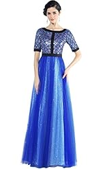 Elbow Length Sleeves Draped Lace Vintage Beaded Chiffon/Polyester Evening Dress/Prom Dress/Party Dress/Wedding Dress 