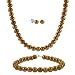 Sterling Silver 5.5-6mm Genuine Freshwater Cultured Brown Pearl Necklace Bracelet & Stud Earring Set