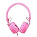 Sound Intone IP950 Stereo Folding Stretchable Headphones Adjustable Headband Headset Kids Earphones or Adults Lightweight Headsets With In-line Mic for Iphone/Ipad/Tablet/Andriod/Mp3/Mp4/Laptop(Pink)