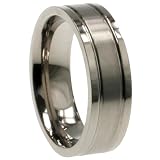 Titanium Ring combination of matte finish & high polish. Comfort fit. 7mm
