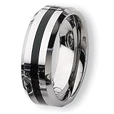 Tungsten Carbide Ring with Black Enamel (8.0 mm) - Sizes 7-13