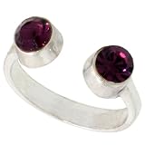 Amethyst-colored Crystals (February Birthstone) Adjustable (Size 2 to 4) Toe Ring / Kid's Ring in Sterling Silver, 3/16 in. (5mm) wide