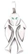 Neon Green Eyes Alien Pewter Pendant Necklace