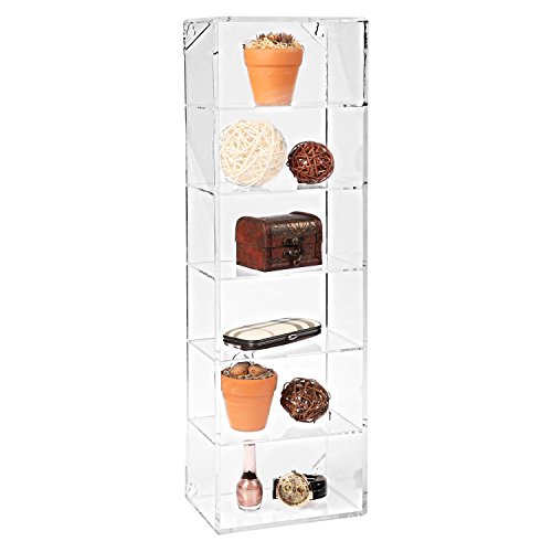 Modern Clear Acrylic Wall Mounted Storage Organizer Rack / 6 Shelf