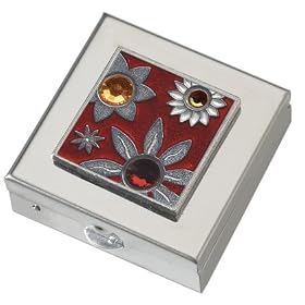 Red Gem Garden Small Pill Box - Polished w/Mirror