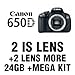 Canon 650D (Rebel T4i) Digital SLR Camera Body with 4 Lens Kit including 2 Canon IS (Image Stabilizing) Lenses: EF-S 18-55mm f/3.5-5.6 IS & EF-S 55-250mm f/4-5.6 IS + Backpack + Tripod + 24 GB & Deluxe Accessory Bundle + 1 Year Warranty