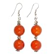 EXP Handmade Red Carnelian & Silver Dangle Earrings