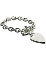 Heavy Gauge Silver Heart Tag Bracelet