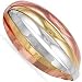 Jewelco London 9ct Solid yellow white and rose three colour gold 6mm Russian Wedding Ring design slave bangle ( 32.6g )