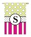 Monogram Peppy Pink & Green Polka Dot Double Sided Regular Size Flag - S