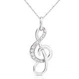 14k White Gold 1/6ctw Diamond Musical Note Pendant (GH/I1-I2)