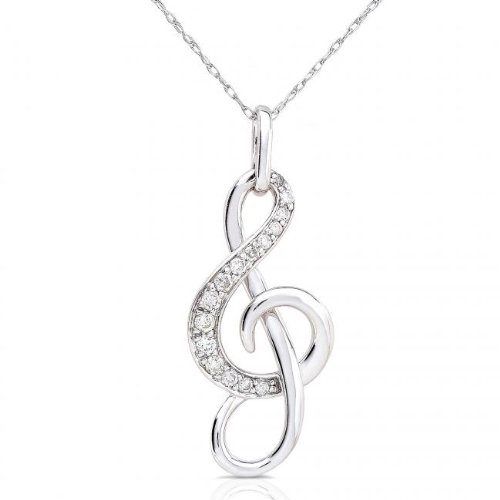1/6ctw Diamond Musical Note Pendant (GH/I1-I2) in 14k White Gold