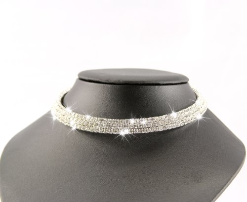Fit&wit Bridal Wedding Jewelry Crystal Rhinestone Collar Choker Necklace Silver