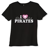 I Love Pirates Distressed - Pirates, Skulls, and Scary Women's Cut T-Shirt