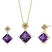 Jewelry : Uniquely Dreamy 2.00 cts Princess Cut Amethyst Diamond Pendant Earrings Set 14Kt Yellow Gold
