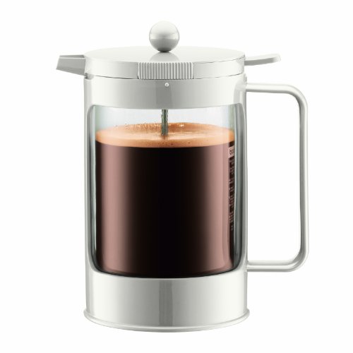 Bodum Bean Double Wall Insulated French Press 51-Ounce Coffee Maker, White