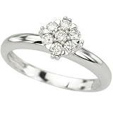 14K White Gold Prong Set Round Diamond Cluster Ring