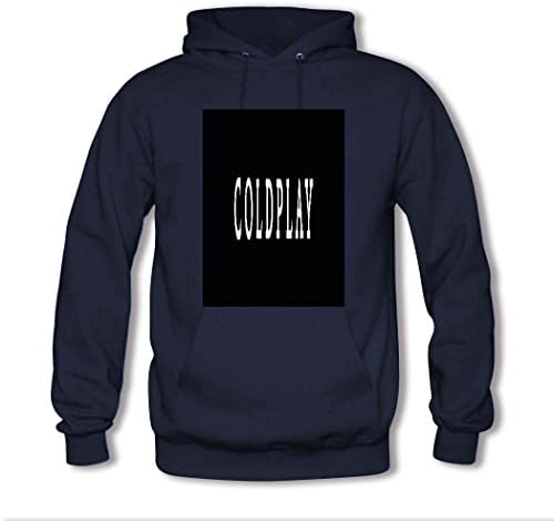 Feqi Men's Coldplay Band Printed Cotton Hooded Sweatshirt Medium Blue