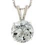 14k White Gold 6mm Round Aquamarine 4-Prong Pendant, 18"