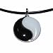Sterling Silver Black and White Jadeite Yin/Yang Pendant on Leather Cord, 18"