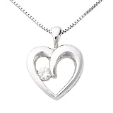 14K White Gold Moissanite Heart Pendant