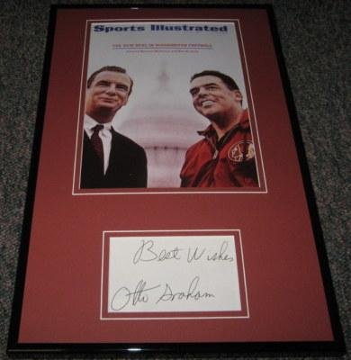 Otto Graham Redskins Signed Framed Photo 11x17 Jsa - Framed NFL Photos, Plaques and Collages