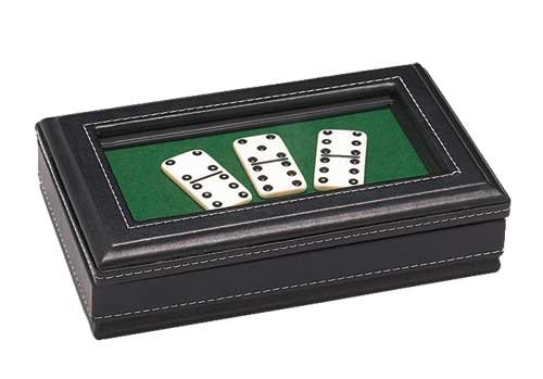 Childrens Toyshop  Toys : Double Six Dominoes with Black Leather Display Case