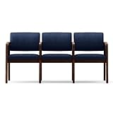 IMAGE OF Lenox Panel Arm Three Seat Fabric Loveseat with Center Arms Navy Fabric/Natural Frame
