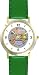 Shabbos or Sabbath Table Symbols Plate Judaica Jewish Theme - WATCHBUDDY&reg; DELUXE TWO-TONE THEME WATCH - Arabic Numbers - Green Leather Strap-Size-Large ( Men's Size or Jumbo Women's Size )